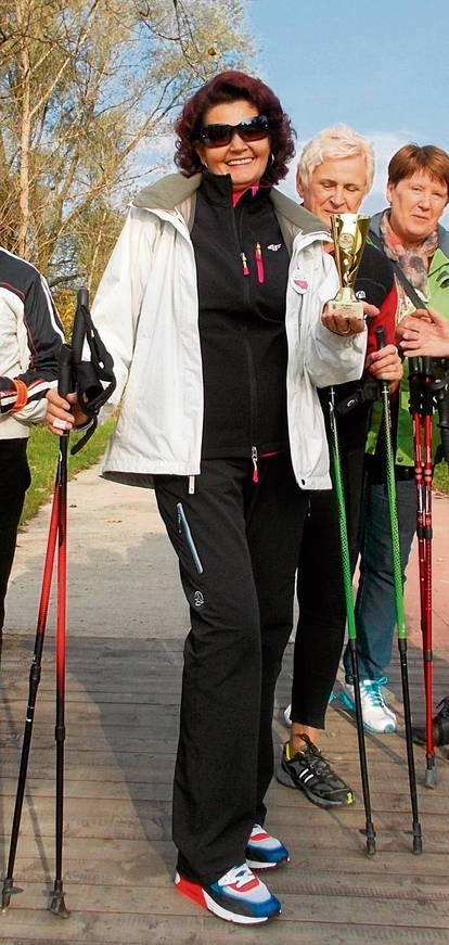 Maria Bolisęga podczas treningu nordic walking