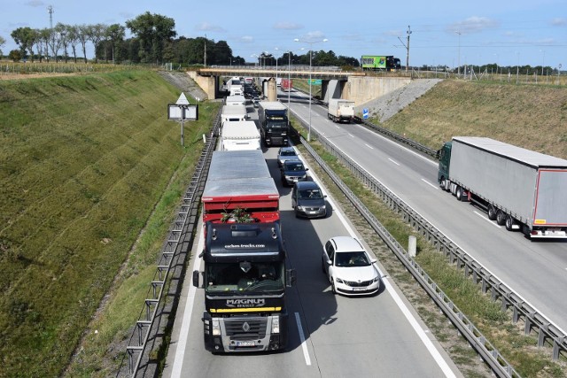 Korek na autostradzie A4 pod Wrocławiem