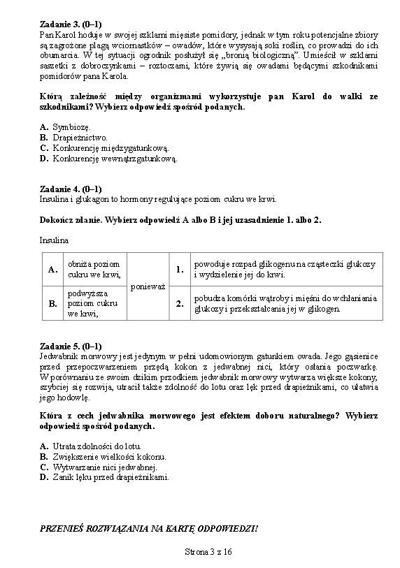 EGZAMIN GIMNAZJALNY 2015. PRZYRODA, MATEMATYKA ONLINE...