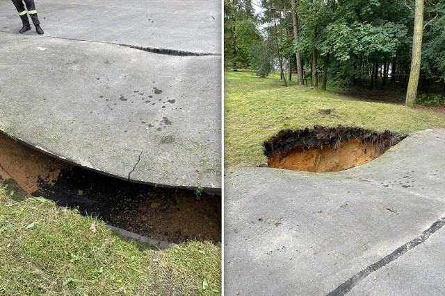 Kolejne zapadlisko na osiedlu Gaj w Trzebini (13.09.2022)