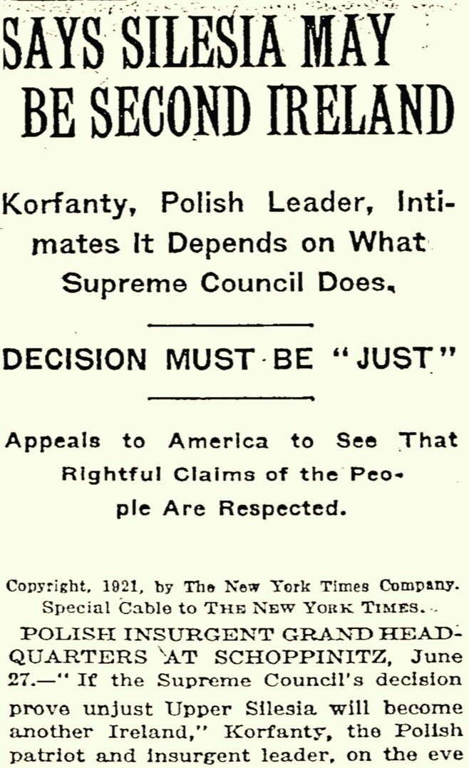 Fragment "New York Timesa" z 29 czerwca 1921 r., w którym...