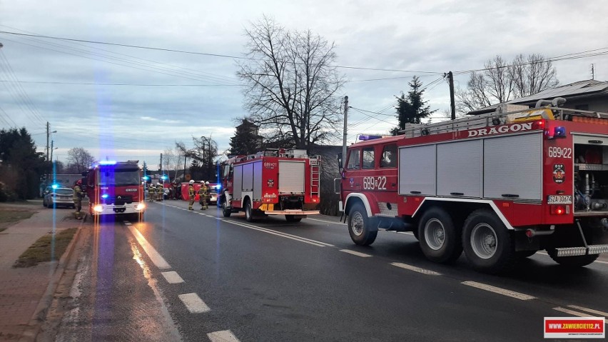 Zdjęcie z miejsca zdarzenia. Zawiercie 112.