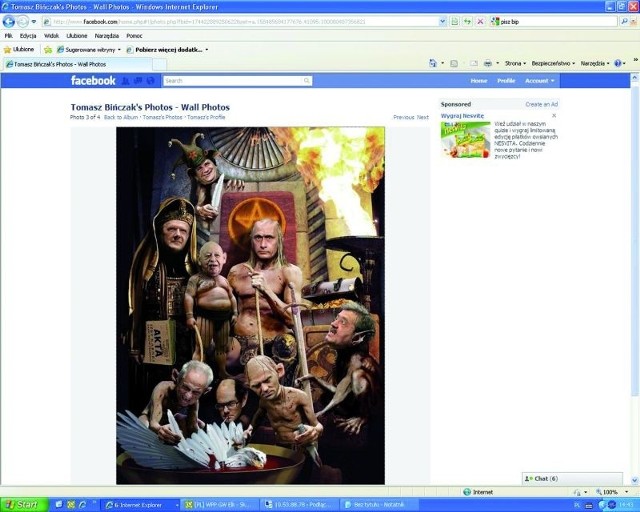 Na profilu ełczanina Tomasza Bińczaka można obejrzeć m.in. rodzinne zdjęcia, fotografie samego radnego i obrazki żartujące z miłości premiera Donalda Tuska i członków Platformy Obywatelskiej do piłki nożnej. Fotomontaż, który przedstawiamy obok, jeszcze wczoraj wieczorem znajdował się &#8222;na ścianie&#8221; Bińczaka.