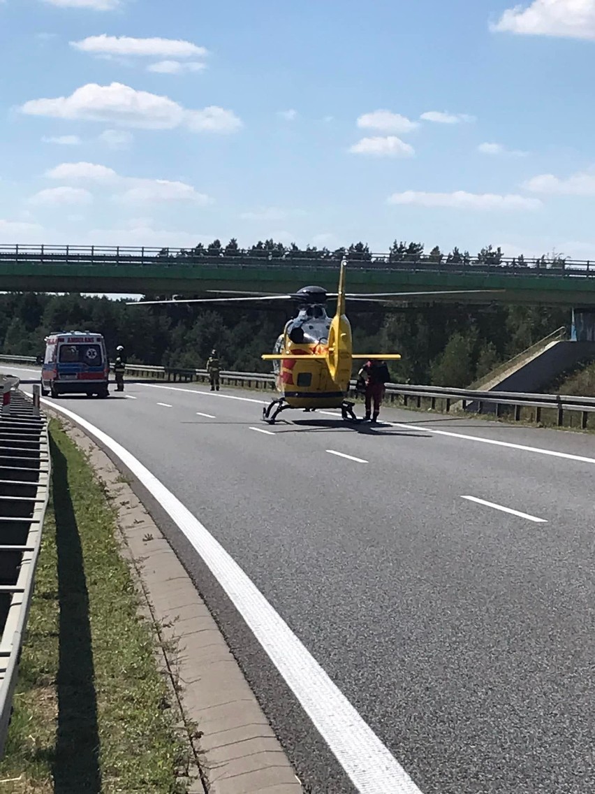 Wypadek motocyklisty na S8 w Lucynowie. Poszkodowana jest kierująca jednośladem 4.08.2022