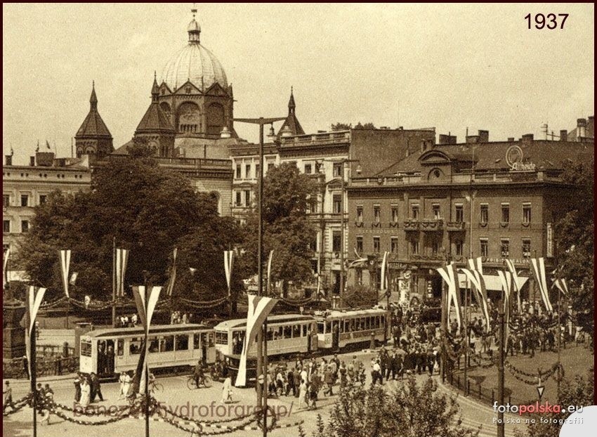 lipiec 1937 , Plac Kościuszki uroczyście przystrojony- w tle...