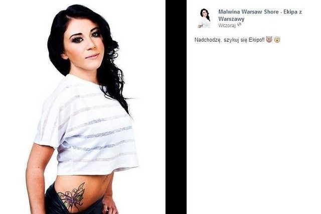 Po odejściu z programu Alicji do ekipy szalonych imprezowiczów dołączyła Malwina. Poznajcie nową uczestniczkę programu "Warsaw Shore. Ekipa z Warszawy"! (fot. screen Facebook.com)