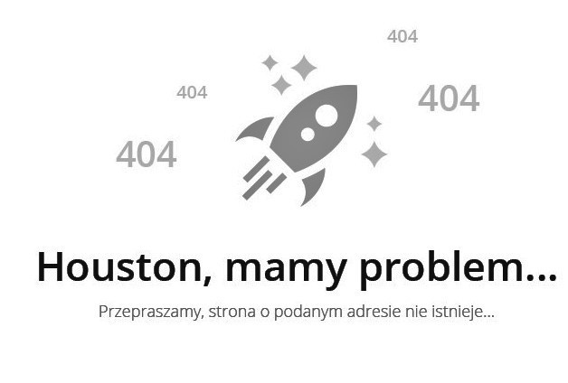 Gdy kilka godzin po publikacji klikaliśmy w link z przeprosinami na portalu Inianie.pl, pojawił się nam rysunek lecącej rakiety z napisem "Houston, mamy problem... Przepraszamy, strona o podanym adresie nie istnieje..."