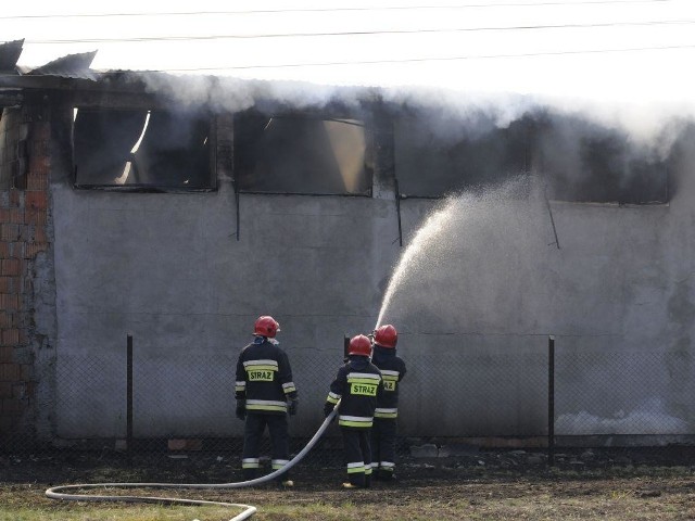 Akcję strażaków utrudniały znajdujące się wewnątrz budynku butle z gazem technicznym.