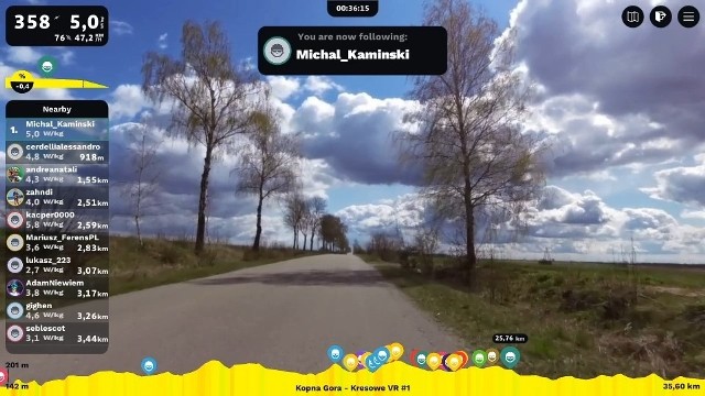 Kolarze z całego świata rywalizowali w wirtualnym wyścigu po ulicach Supraśla i okolic