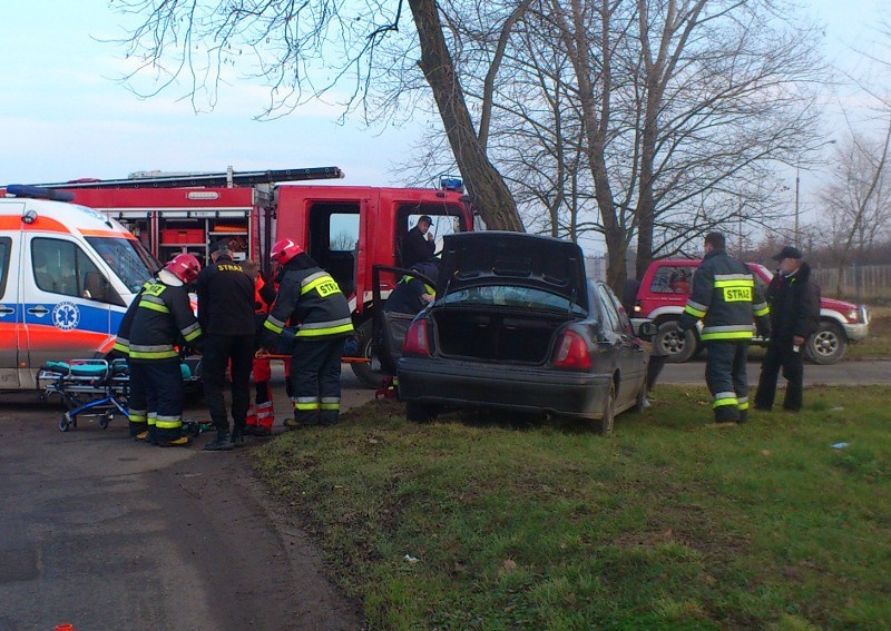 Jelcz-Laskowice: Samochód uderzył w drzewo. Kierowca był uwięziony w aucie (ZDJĘCIA)