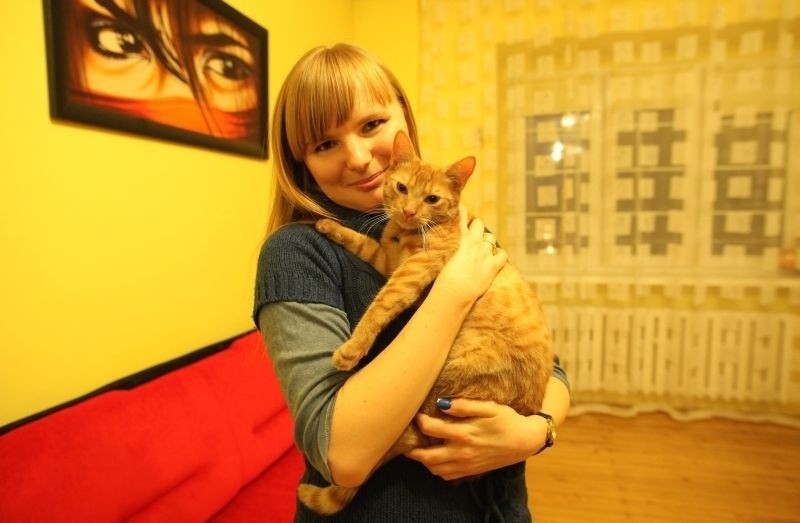 Bohaterski kot ze swoją panią Katarzyną Kamińską.