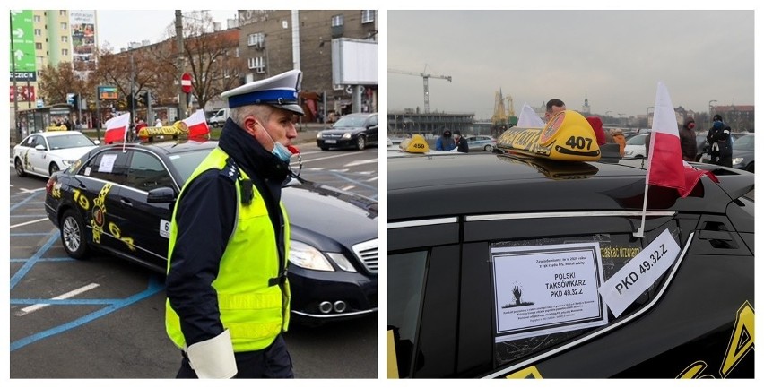 Protest taksówkarzy w Szczecinie - 15.12.2020