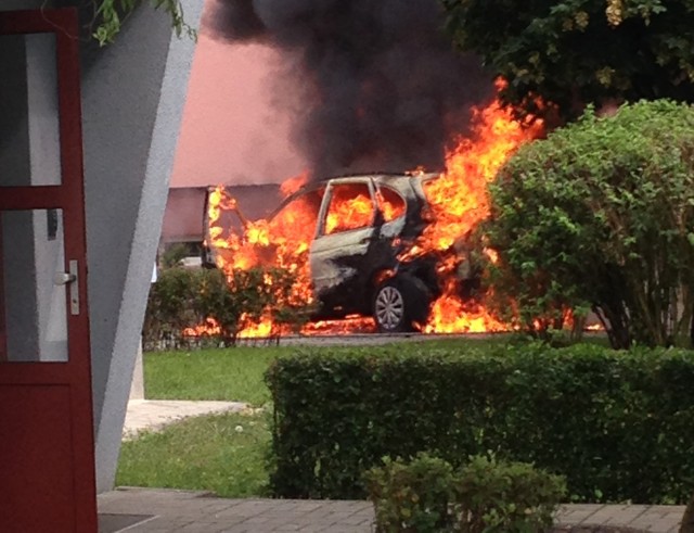 W sobotę, 30 lipca, na parkingu przy ul. Klonowej w Żaganiu zapalił się samochód osobowy. - To był samozapłon - informuje Czytelnik, od którego otrzymaliśmy wideo i zdjęcia z tego zdarzenia.Strażacy uporali się z ogniem. Auto jest całkowicie spalone, uszkodzeniu uległo również zaparkowane obok audi. Trwa wyjaśnianie przyczyn pożaru pojazdu.Zobacz też:  Pożar auta na parkingu marketu Netto w Świebodzinie [ZDJĘCIA]