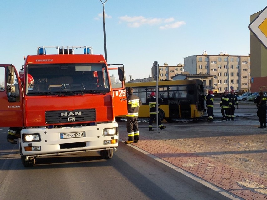 Pożar miejskiego autobusu w Skarżysku