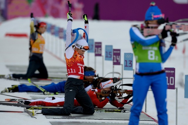 21.02.2014 rosja soczi zimowe igrzyska olimpijskie 2014..n/z palka krystyna olimpiada igrzyska sport zima zimowe biathlon sztafeta kobiet narciarstwo biegowe gazeta wroclawska pawel relikowski / gazeta wroclawska..