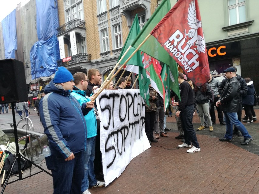 Protest narodowców na Stawowej w Katowicach