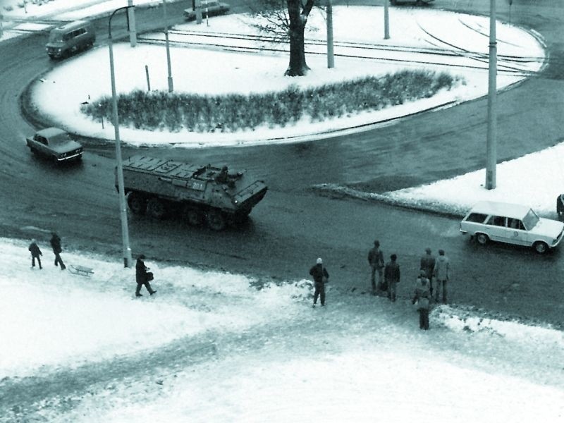 Bydgoszcz, rondo Grunwaldzkie, grudzień 1981