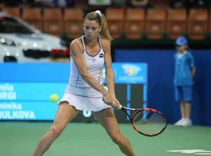 Camila Giorgi w finale turnieju w Spodku w 2016 roku....