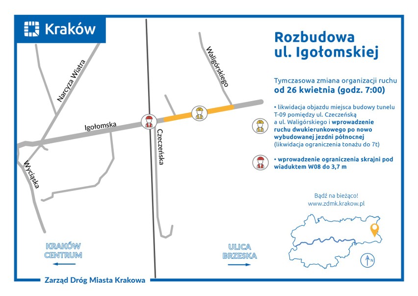 Kraków. Uwaga spore zmiany na ulicy Igołomskiej aż do lipca