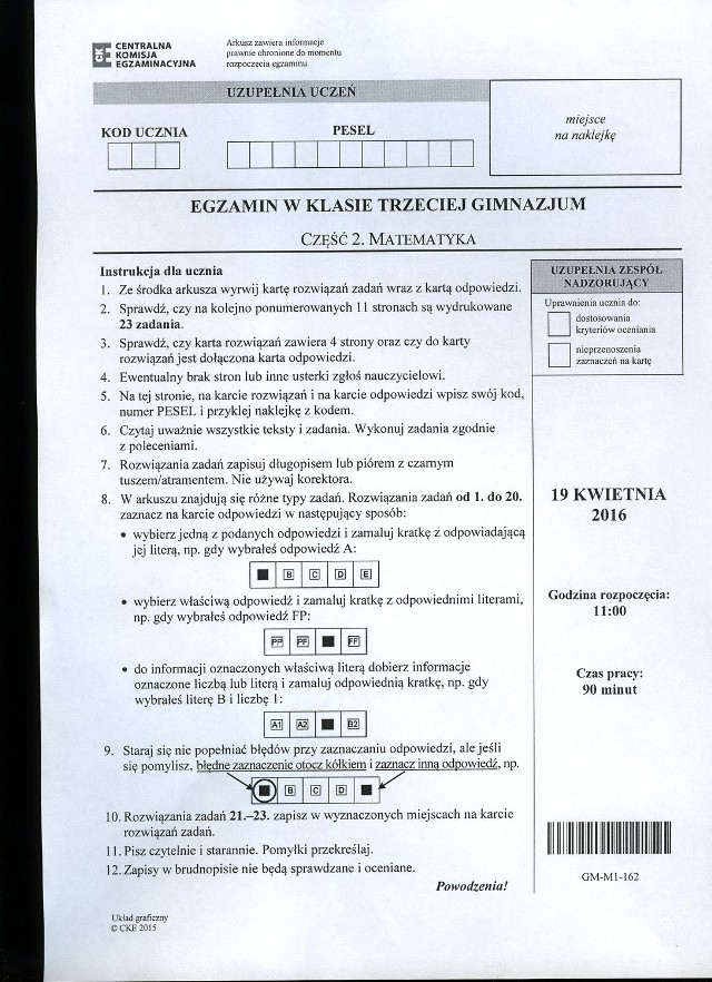 Egzamin gimnazjalny z matematyki 2016: mamy odpowiedzi! Sprawdź, jak Ci poszło! WYNIKI, ROZWIĄZANIA