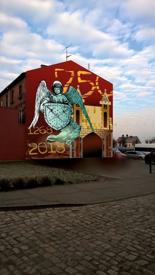 Oto wstępny projekt muralu, który zdobić będzie budynek przy ulicy Podgórnej w Gniewkowie