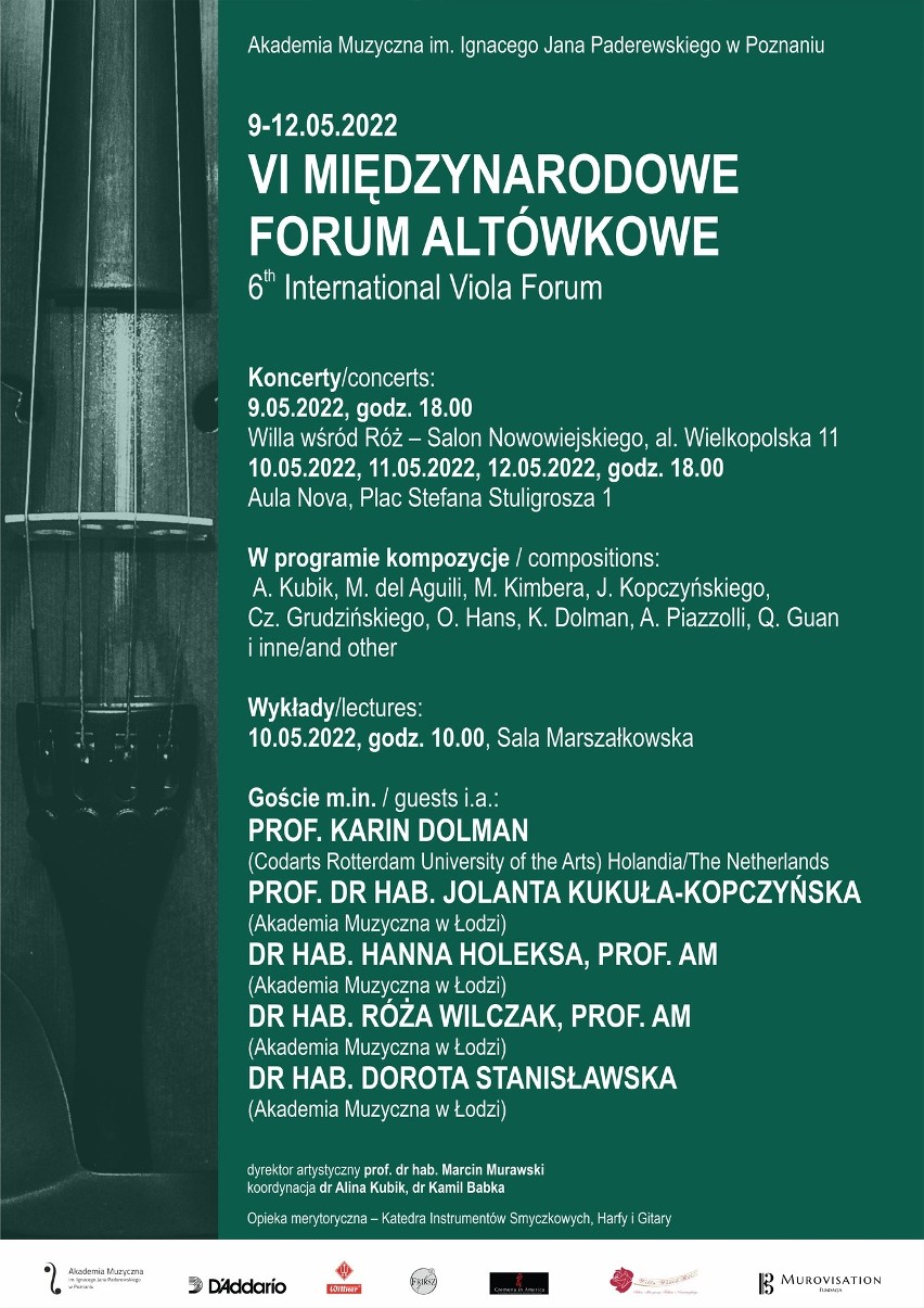 VI Międzynarodowe Forum Altówkowe. Koncert monograficzny kompozytorki Aliny Kubik odbędzie się 11 maja w Poznaniu