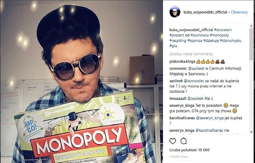 Kuba Wojewódzki dostał prezent z Sosnowca. To gra Monopoly...