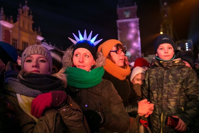 Sylwester 2015 i powitanie Nowego Roku 2016 na Rynku Głównym w Krakowie.