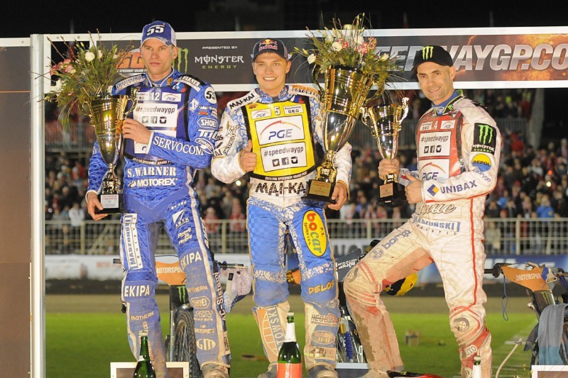 Emil Sajfutdinow, Tomasz Gollob i Matej Zagar na podium Grand Prix Europy [zdjęcia]