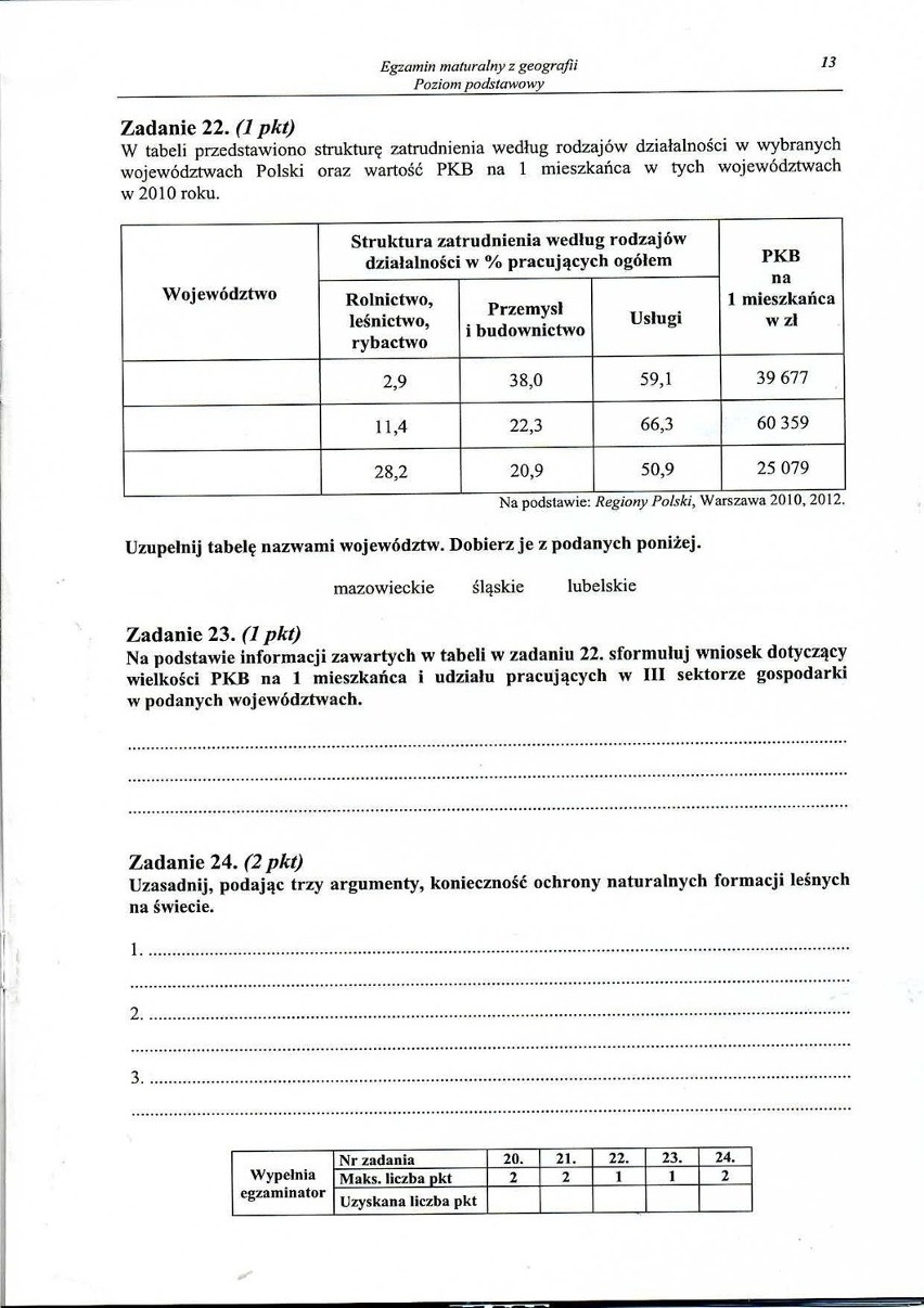 Matura 2014 GEOGRAFIA ARKUSZE CKE, PYTANIA, ODPOWIEDZI