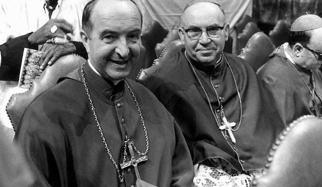 Inicjatorzy pojednania abp Bolesław Kominek i bp Essen Franz Hengsbach (z lewej)