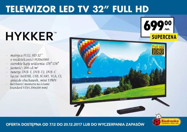 Telewizor LED TV 32” FULL HD z Biedronki za 699 zł. Czy warto kupić ten telewizor?