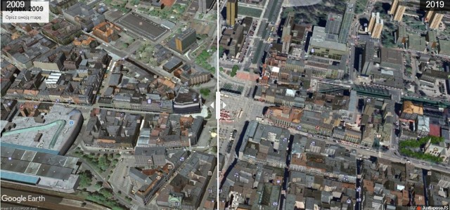 Rynek w Katowicach na zdjęciach Google Earth