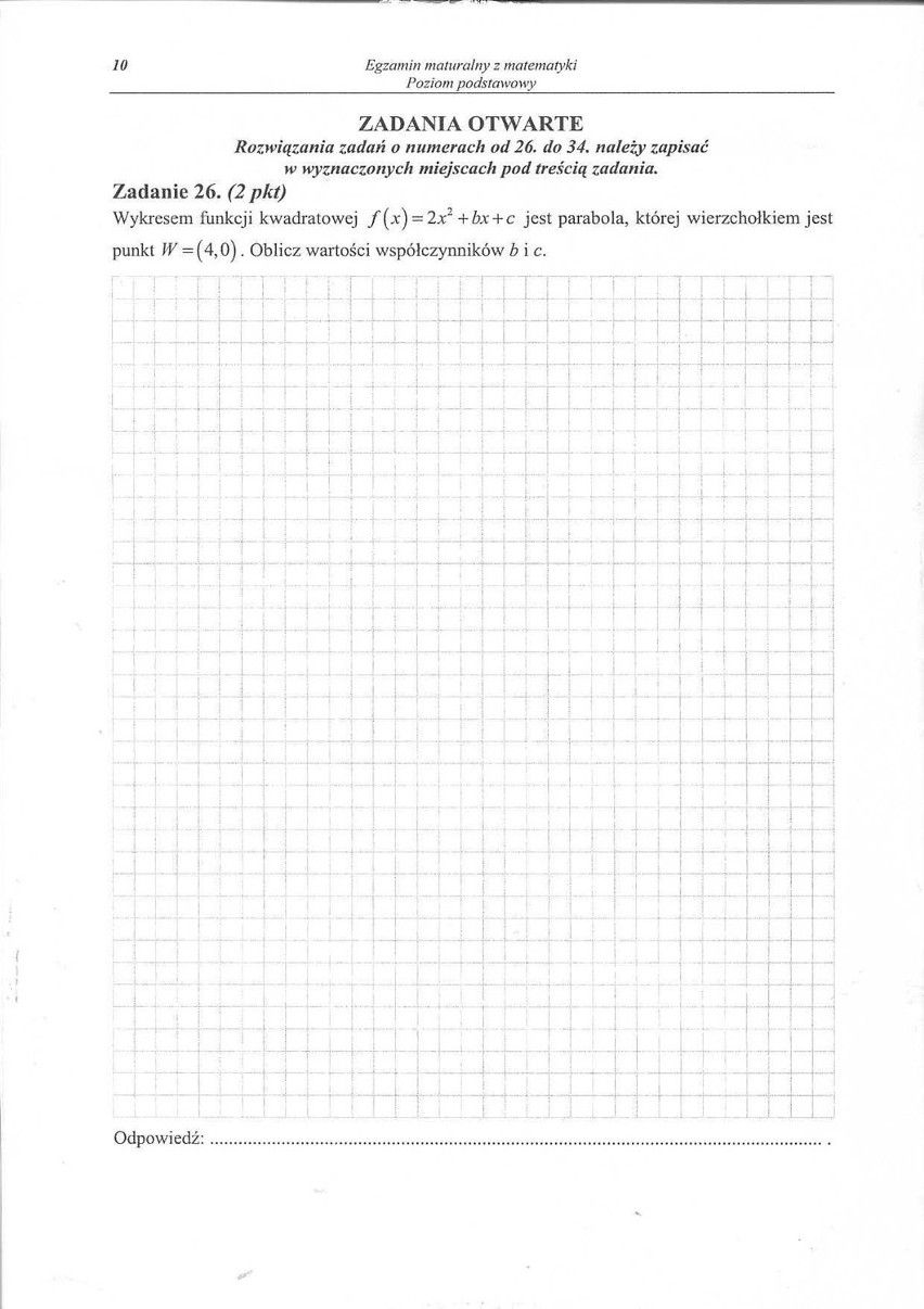 Matura 2014 matematyka odpowiedzi, rozwiązania zadań