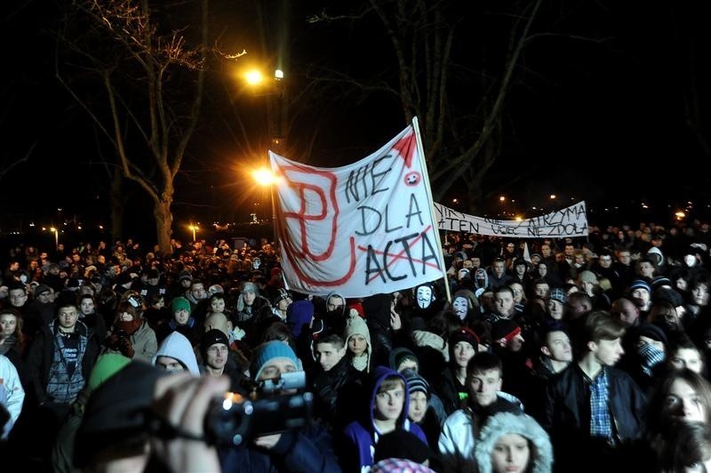 Protest przeciwko ACTA w Szczecinie