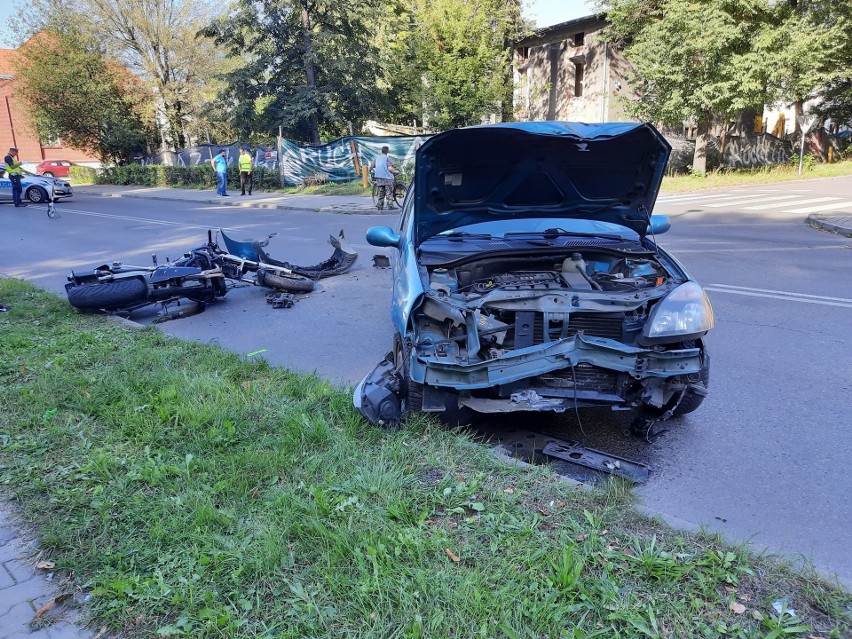Wypadek motocyklisty na ulicy Kościuszki w Zawierciu