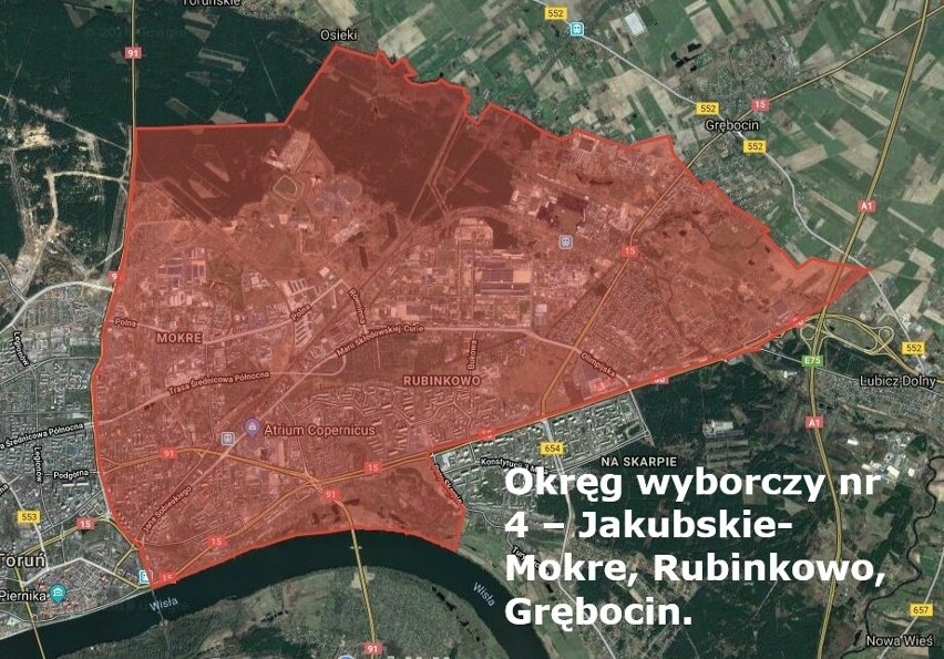 Okręg wyborczy nr 4 – Jakubskie-Mokre, Rubinkowo, Grębocin...