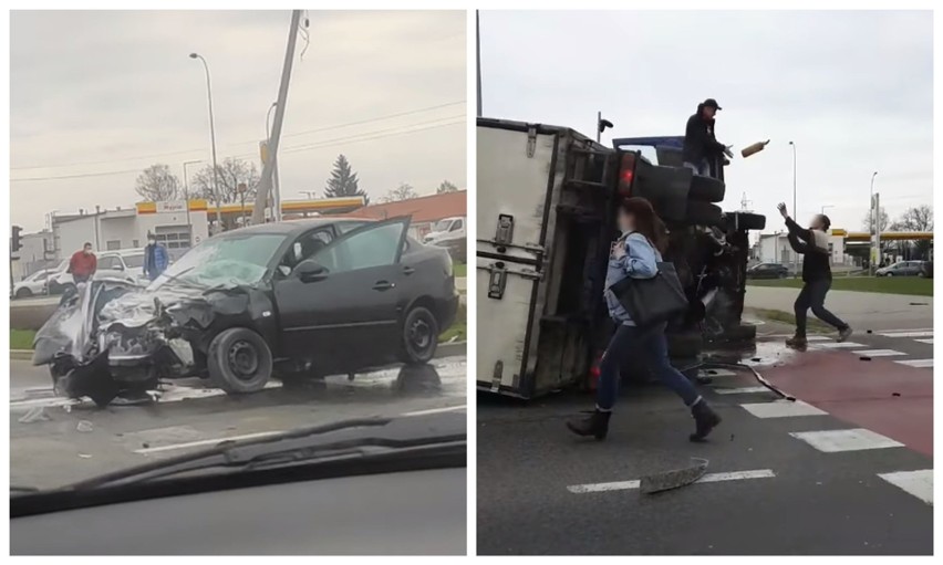 Wypadek na skrzyżowaniu Branickiego z Miłosza w Białymstoku....