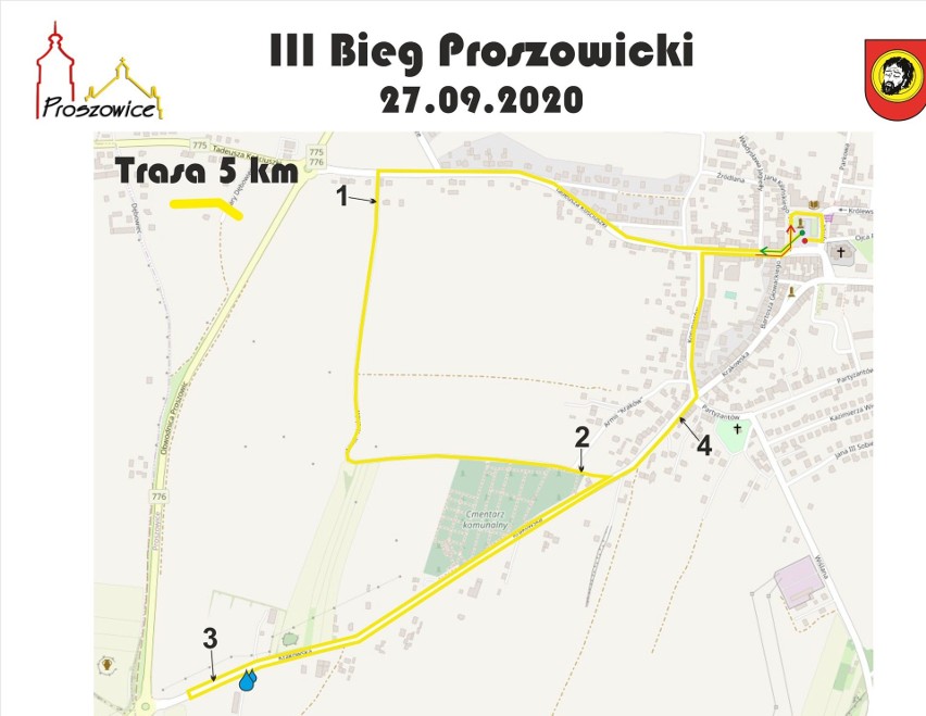 Trasa Biegu Proszowickiego na 5 km