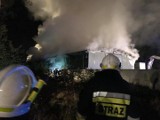 Wielki pożar hali produkcyjno-magazynowej w Klwatce Królewskiej w gminie Gózd! Na miejscu są strażacy i strażacy ochotnicy