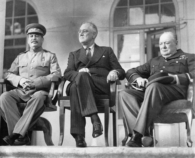Stalin, Roosevelt oraz Churchill na konferencji w Teheranie