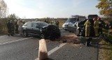 Zderzenie trzech samochodów w Górnie. Cztery osoby poszkodowane. Zobacz zdjęcia i film