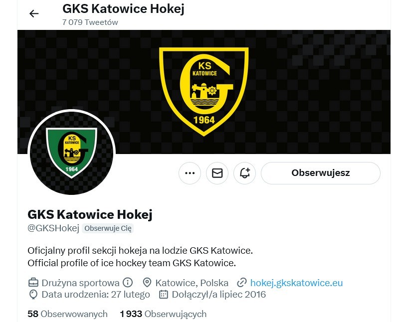 21. miejsce: GKS Katowice Hokej - 1.933 obserwujących, 7.079...