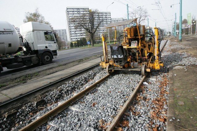 Remont torowiska w pobliżu Stadionu Śląskiego