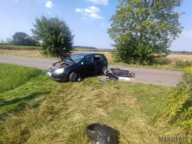 Wypadek w Nowej Jamce w gminie Dąbrowa. Ranny został motorowerzysta.