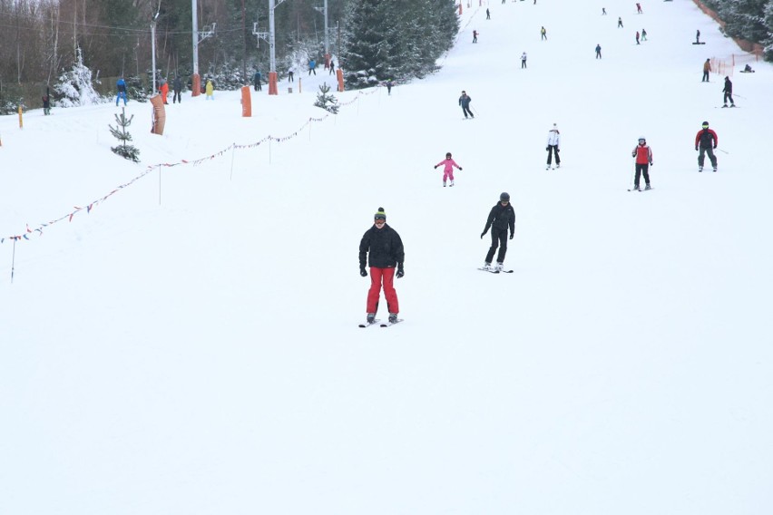Prawdziwe tłumy narciarzy na stoku w Krajnie. Aż brakowało miejsc parkingowych