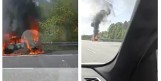 Na autostradzie A1 spalił się samochód. Zdarzenie miało miejsce na wodzisławskim odcinku trasy. Nie ma osób poszkodowanych ZDJĘCIA
