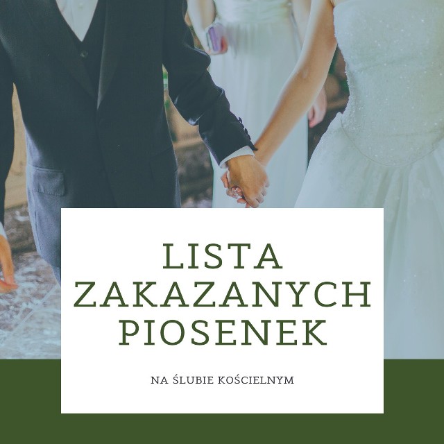 Coraz częściej słyszy się o liście piosenek zakazanych na ślubie kościelnym. Niektóre pary rzeczywiście spotykają się z odmową ze strony księdza, wszystko zależy jednak od parafii. Zapytaliśmy nowożeńców, przy jakich utworach nie mogli iść do ołtarza. Zobaczcie na kolejnych slajdach. Aby przejść do galerii, przesuń zdjęcie gestem lub naciśnij strzałkę w prawo.