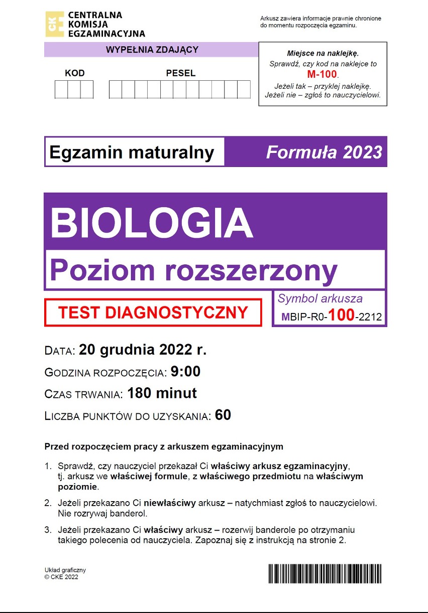 Matura próbna z biologii 20.12.2022 Zobacz arkusz i...