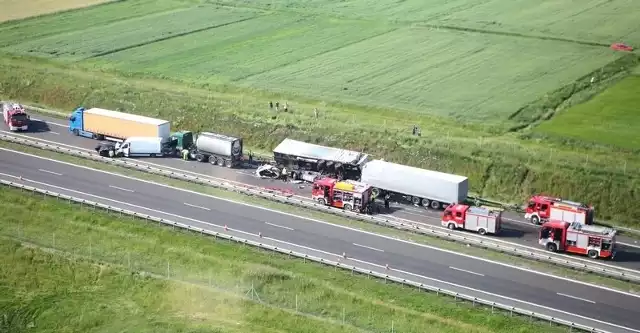 Wypadek w Lądku na autostradzie A2 na autostradzie A2